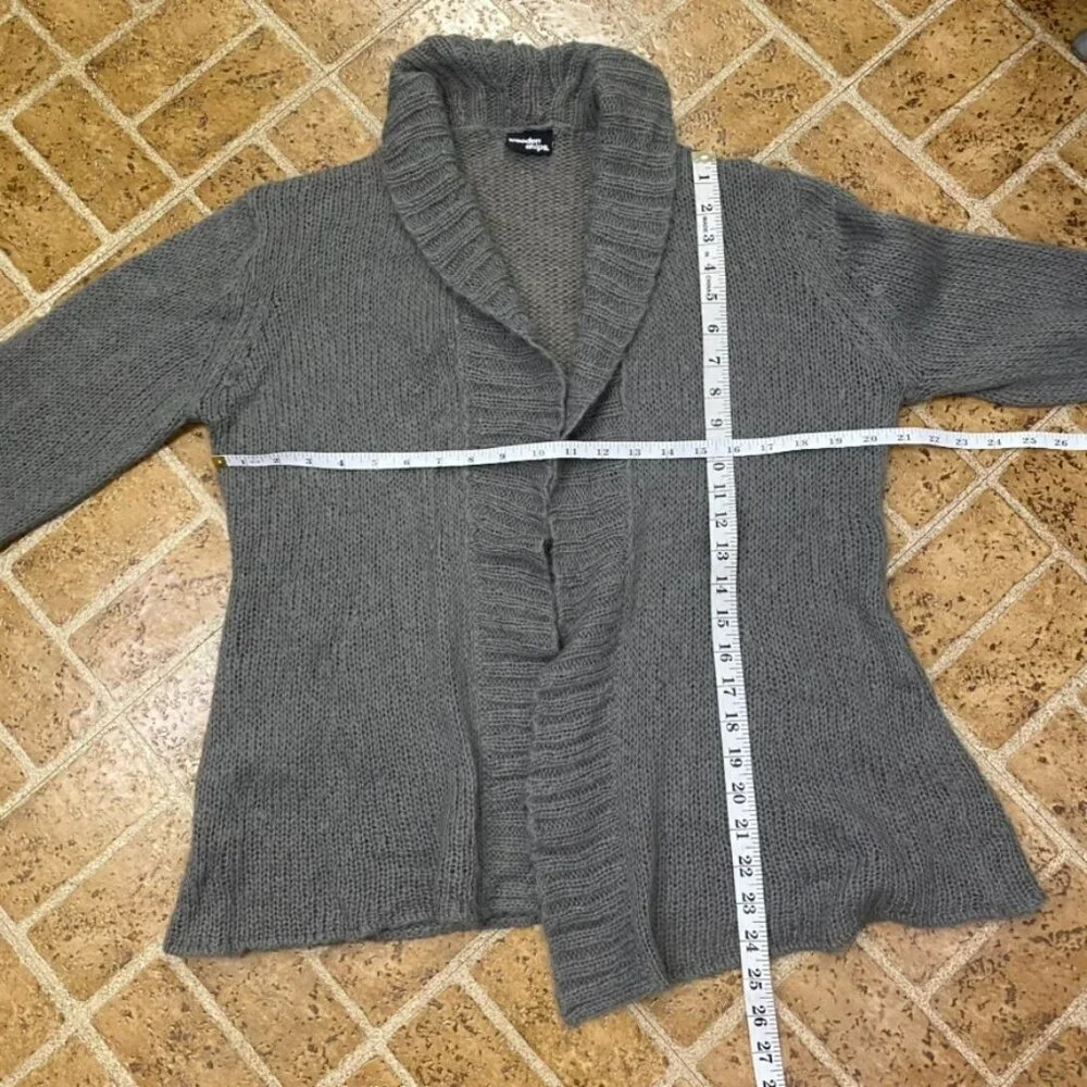 Wooden Ships Gray Mohair and Wool Blend Open Front Cardigan Sweater